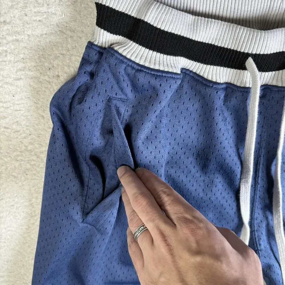 Richie Le Shorts Mens Small Blue Drawstring Mesh Basketball Gym Workout